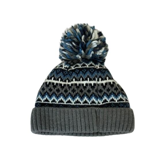 The Childrens Place "Trouble" Blue Gray Nordic Kids Toboggan Beanie 12-24 Months - Picture 4 of 5